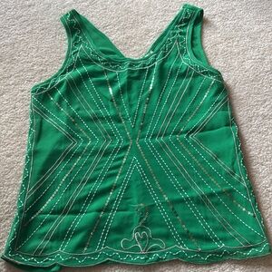 Green sequin tank top